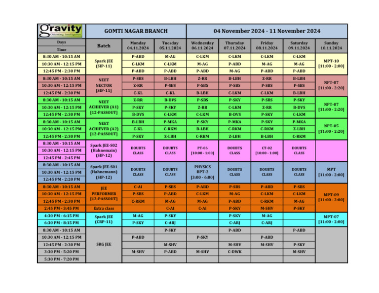 GN - Schedule 04 Nov - 11 Nov | PDF