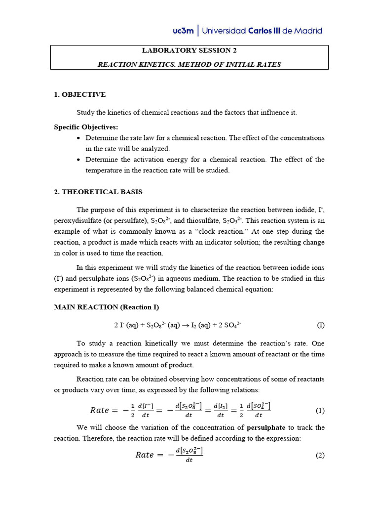 Kinetics& 3 A Lab& 3 A Chem | PDF | Reaction Rate | Chemical Kinetics