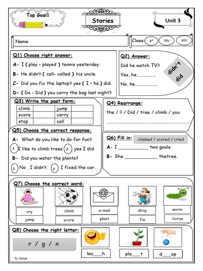 Top Goal Worksheet for Students | PDF