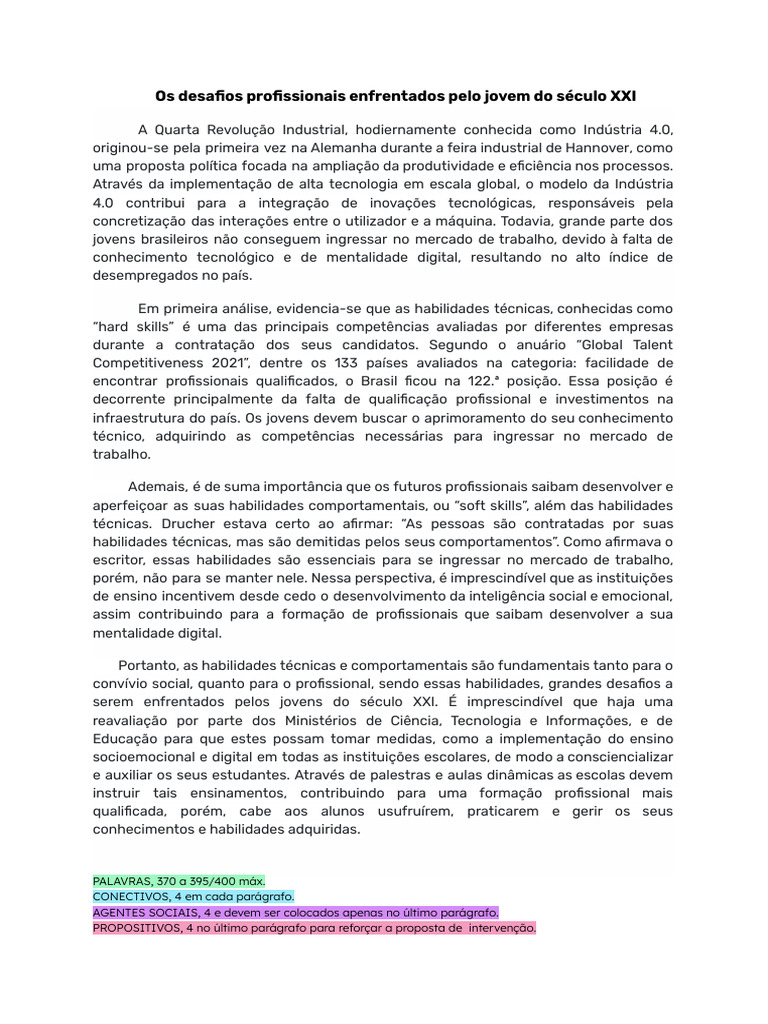 Desafios dos Jovens no Mercado de Trabalho | PDF | Desenvolvimento ...