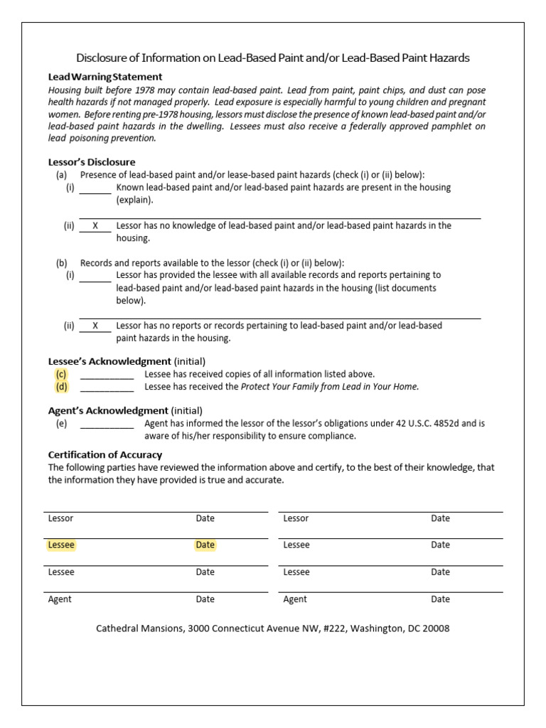 Indiana Lead-Based Paint Disclosure Form | PDF | Lead