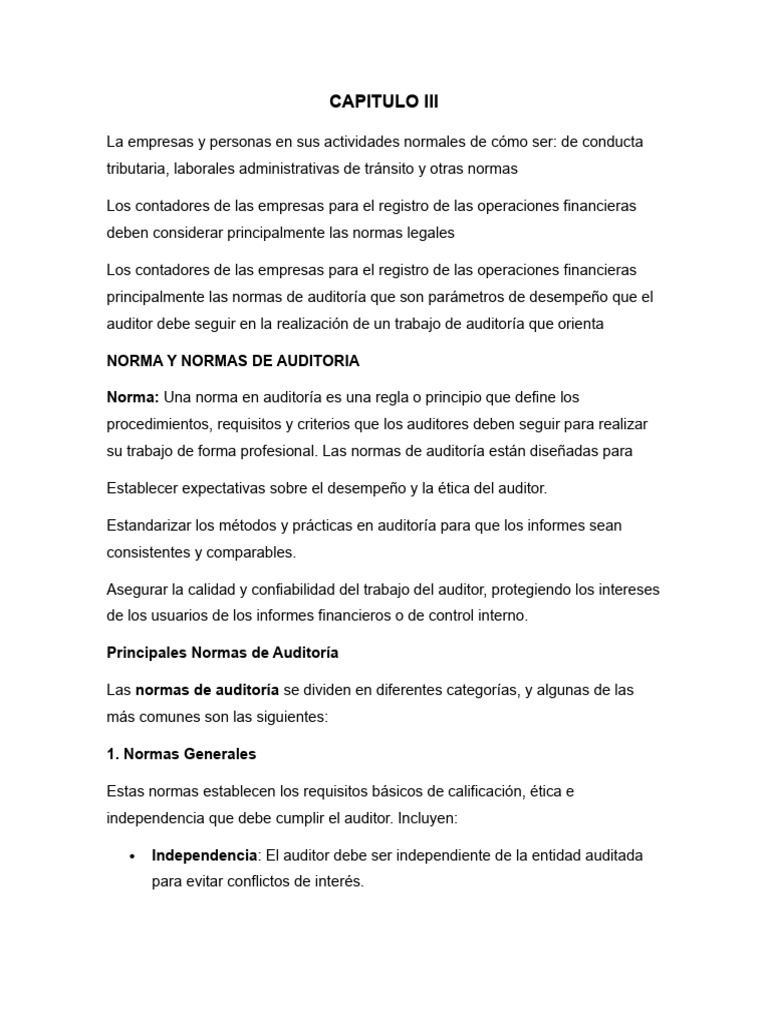 Capitulo Iii | PDF | Auditoría | Contralor