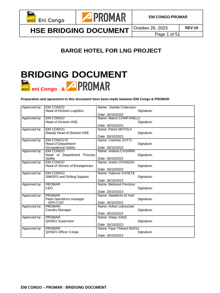 HSE Bridging Document for LNG Project | PDF | Workplace | Working ...