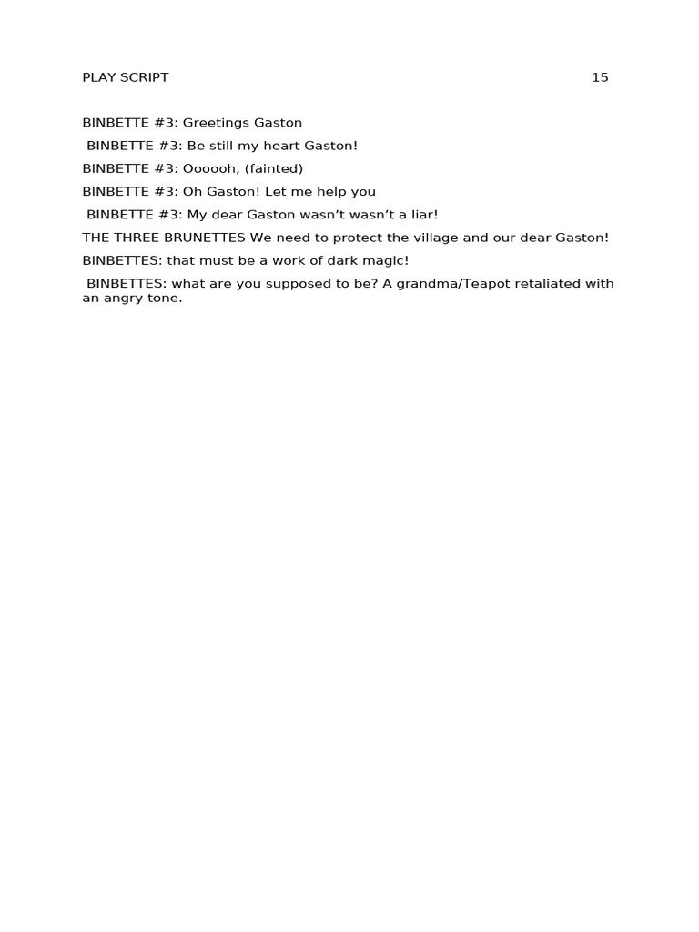 Gaston and the Binbettes Play Script | PDF