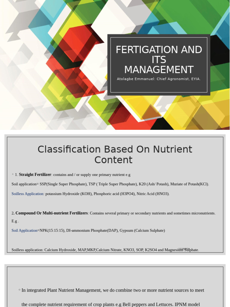 Fertigation Management for Crop Nutrition | PDF | Fertilizer | Soil