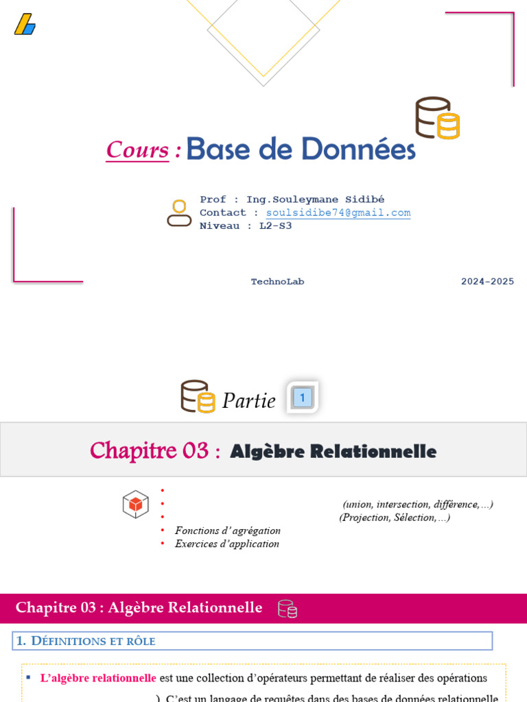 Algèbre Relationnelle en Bases de Données | PDF | Base de données ...