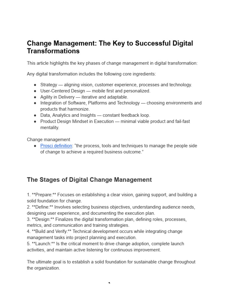 Effective Change Management for Digital Success | PDF | Change ...
