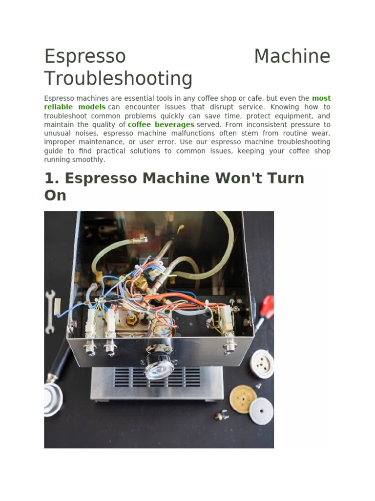 Espresso Machine Troubleshooting PDF Fuse (Electrical
