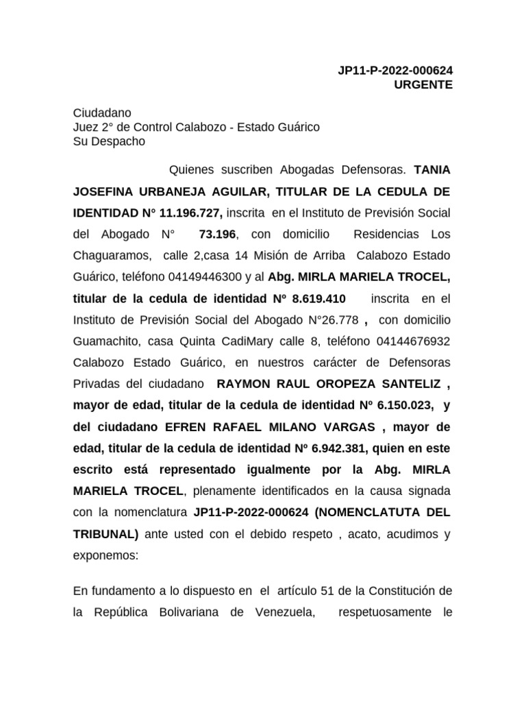 Solicitud Urgente de Cambio de Reclusión | PDF