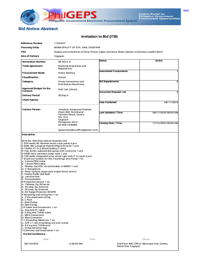 Printable Bid Notice Abstract Pdf Equipment Electronics