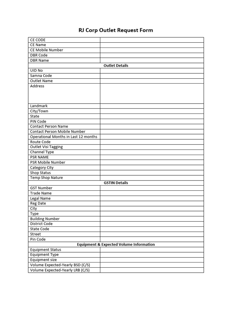 RJ Corp Outlet Request Form: Ravi Cold Drink | PDF | Computer Access ...
