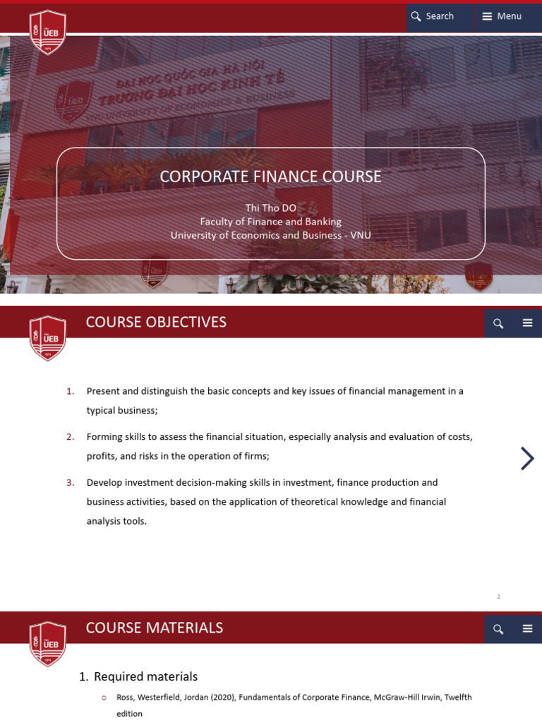 Corporate Finance Course Overview | PDF | Valuation (Finance) | Business