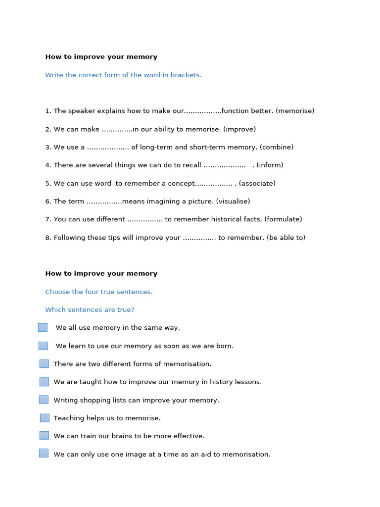 How To Improve Your Memory | PDF