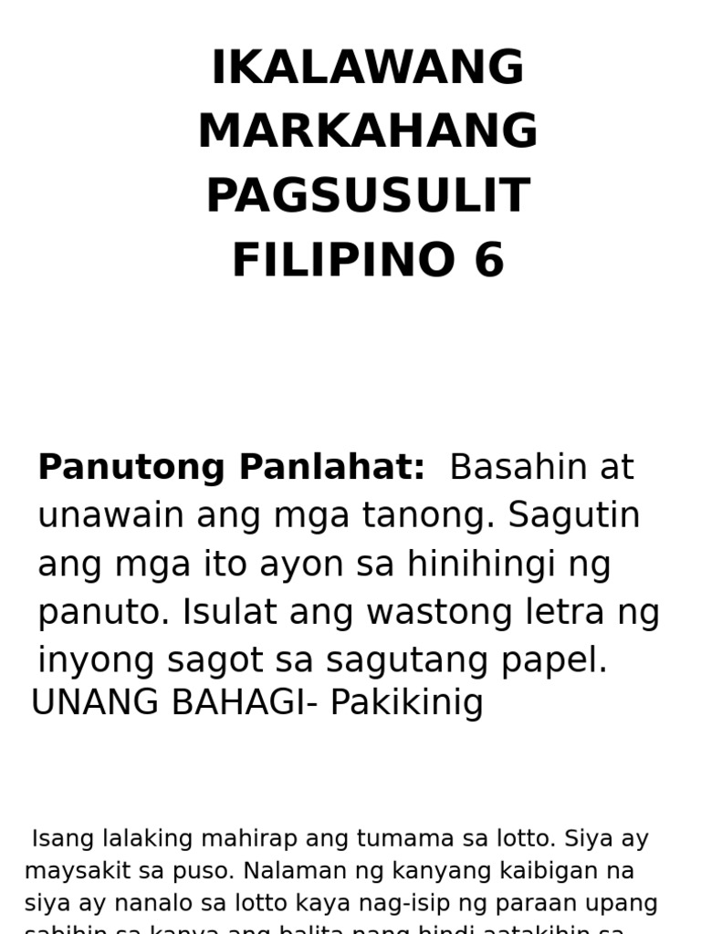 Review Test Filipino Q2 | PDF