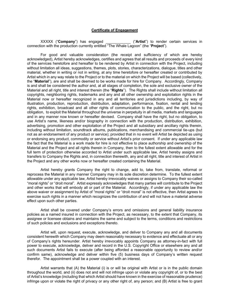 COE Template | PDF | Indemnity | Breach Of Contract