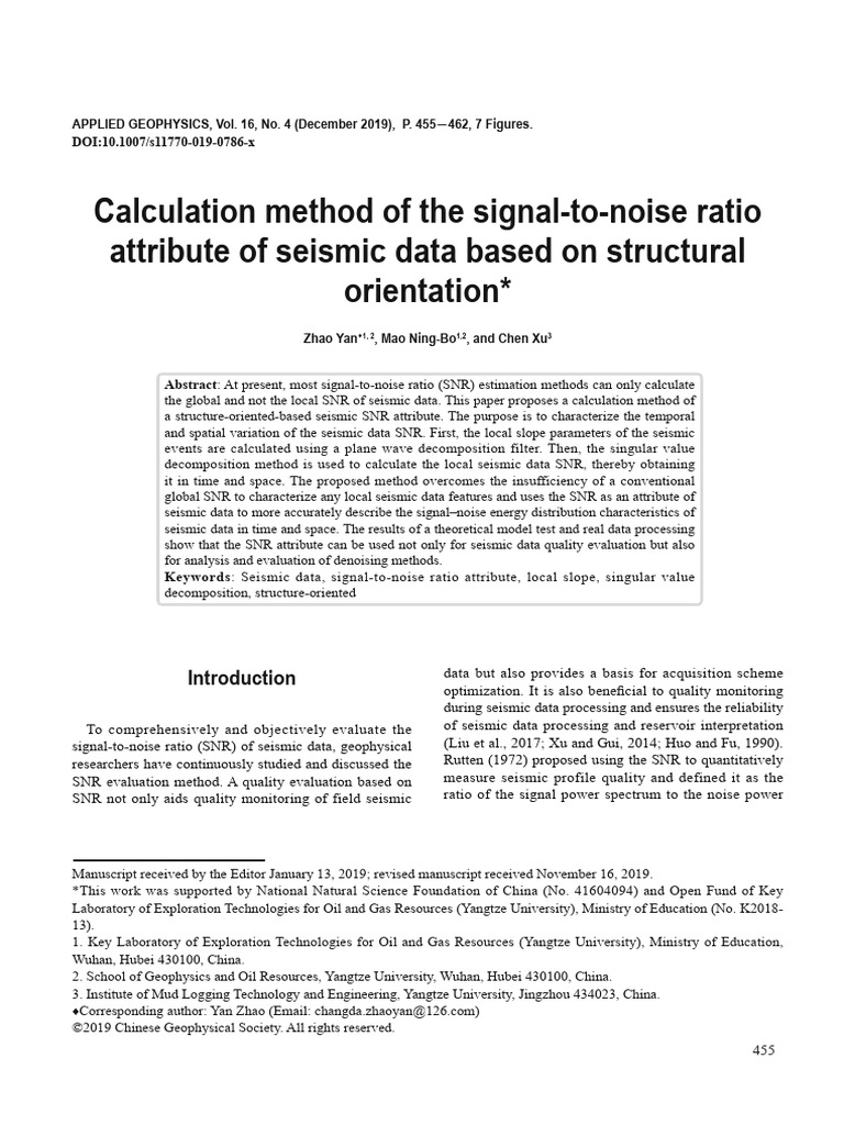 Structure-Oriented Seismic SNR Calculation | PDF | Signal To Noise ...