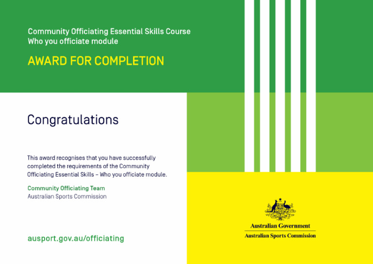 Community Officiating Essential Skills Who You Officiate Award | PDF