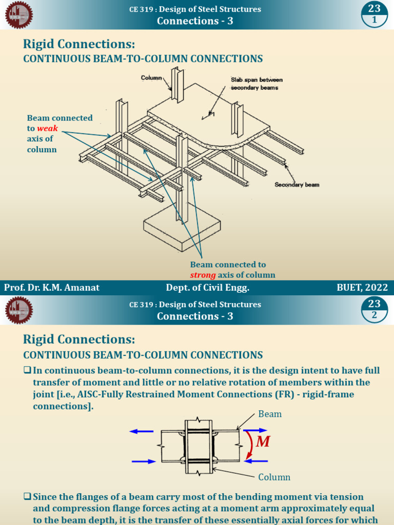 Continuous Beam-to-Column Connections | PDF | Beam (Structure) | Bending