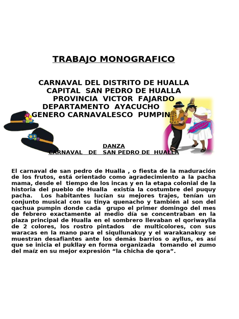 Carnaval de Hualla (1) MONOGRAFIA | PDF | Carnaval