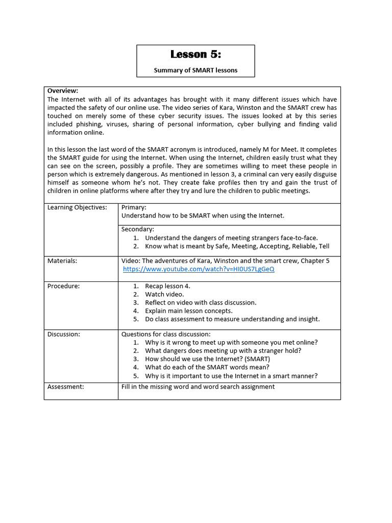 Cyber Safety: SMART Internet Use | PDF