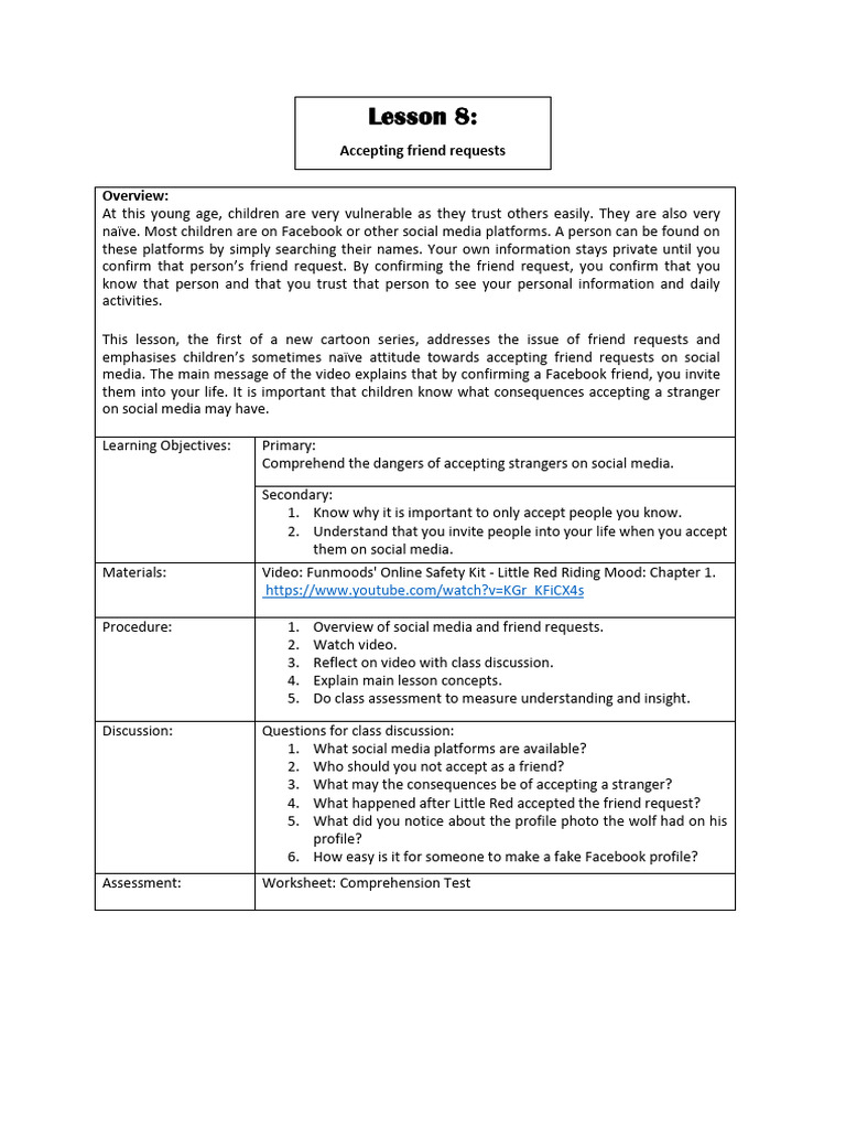 Lesson 8 - Accepting Friend Requests | PDF | Facebook