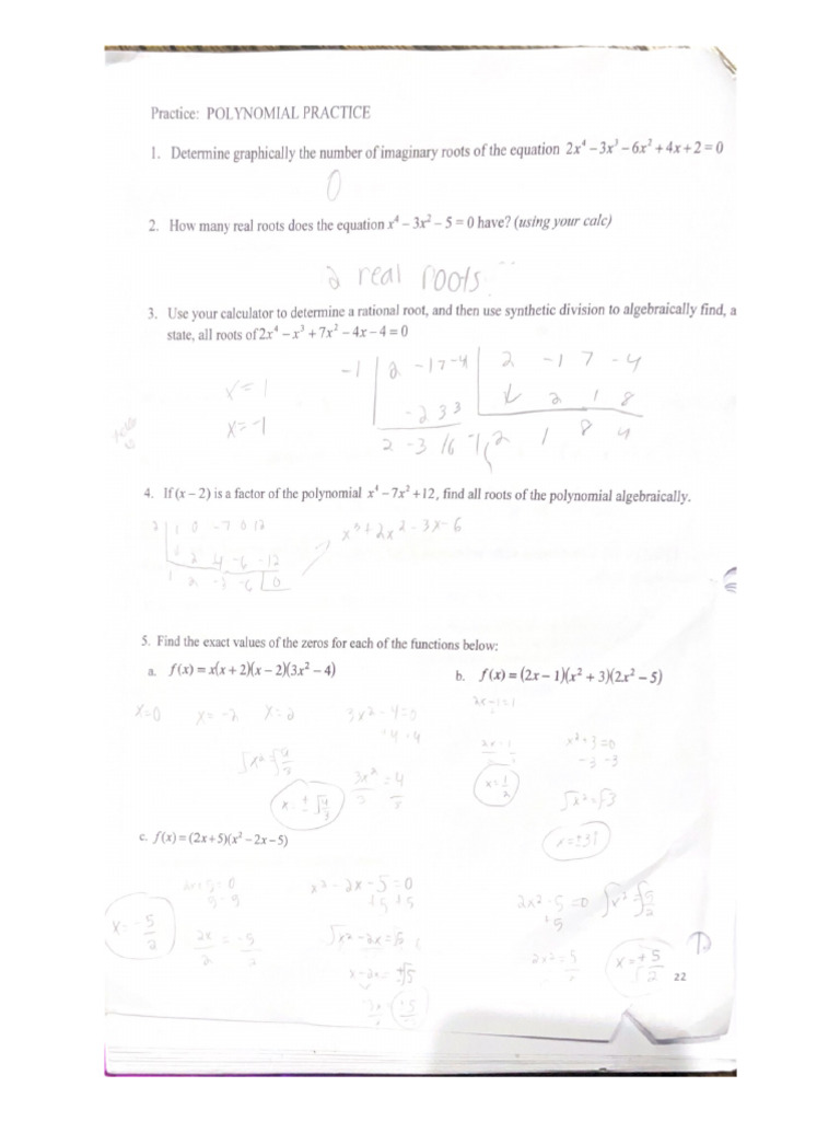 Practice Polynomial Practice | PDF