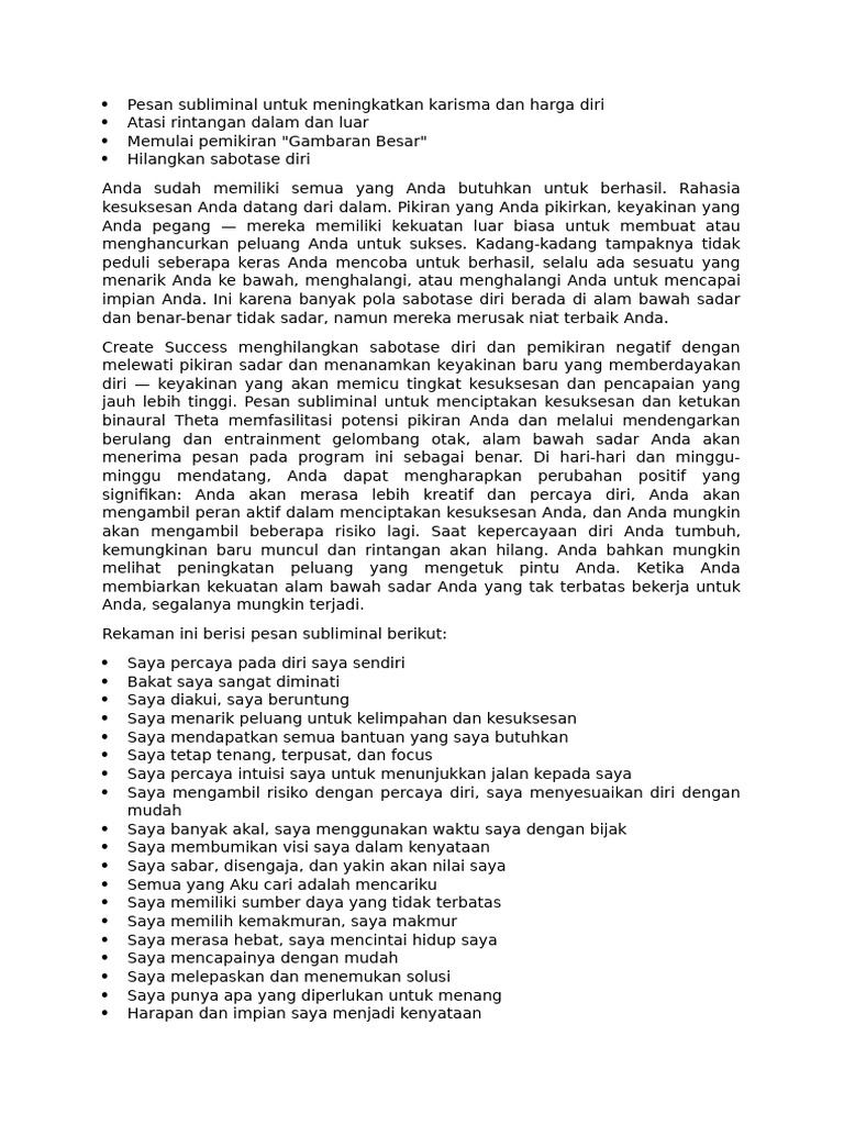 Pesan Subliminal untuk Kesuksesan Diri | PDF