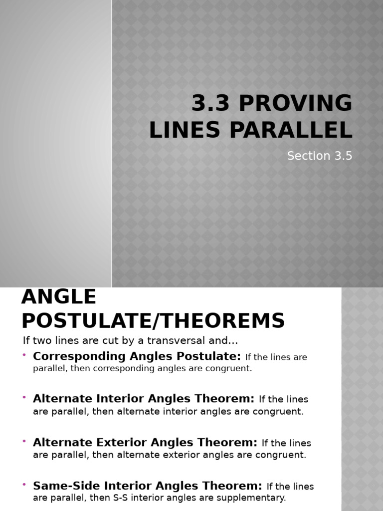 Proving Parallel Lines Theorems | PDF