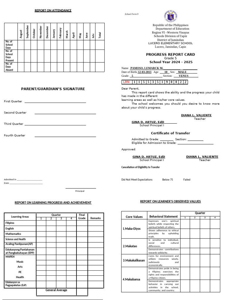Form 138 intermediatenew pdf learning behavior modification