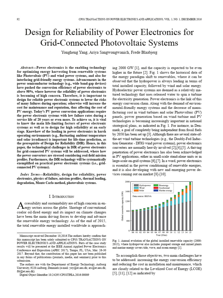 Reliable Power Electronics for PV Systems | PDF | Photovoltaics | Power ...