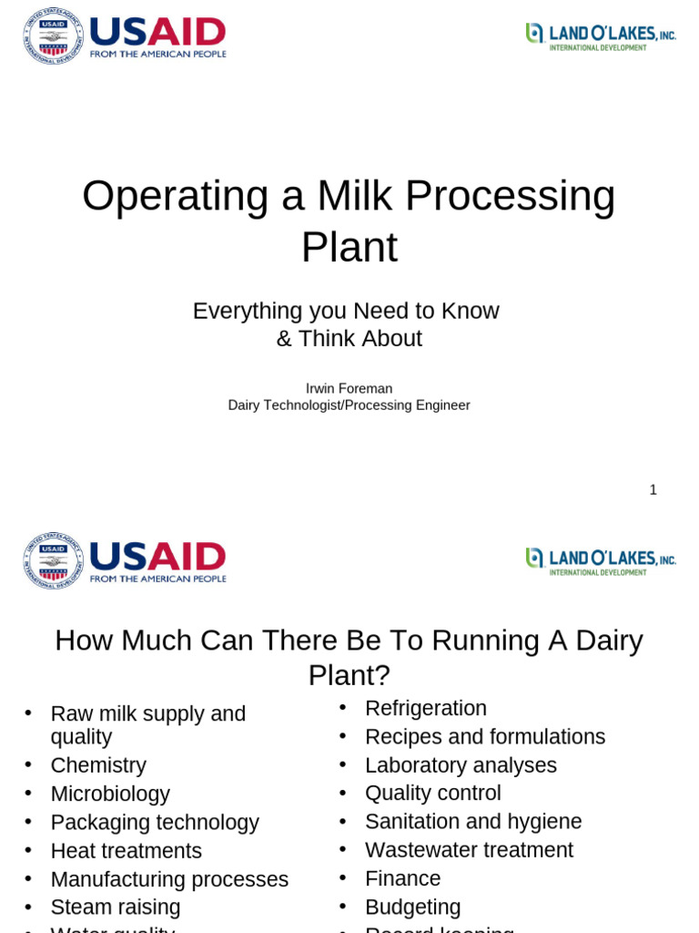 Milk Processing Plant Operations Guide | PDF | Milk | Dairy