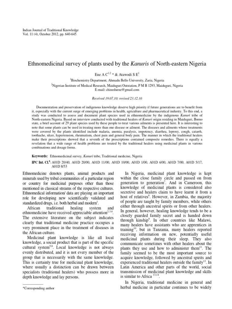 Ethnomedicinal Survey of Plants Used by | PDF | Traditional Medicine ...
