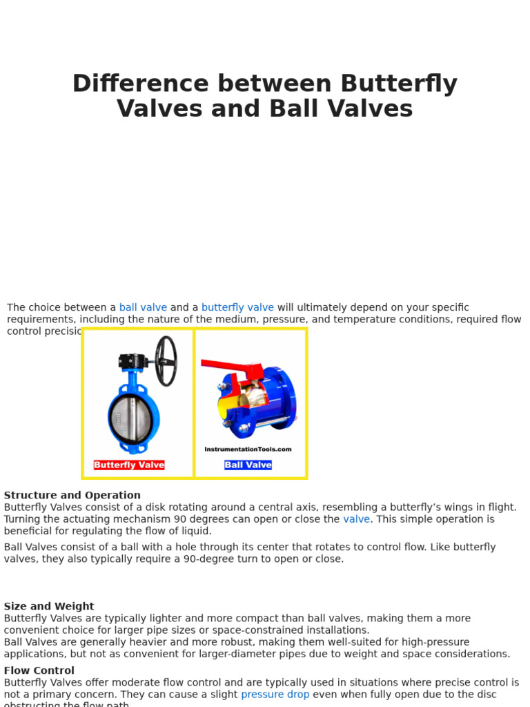 Butterfly vs Ball Valves: Key Differences | PDF | Valve | Mechanical ...