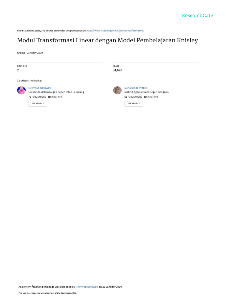 Modul Transformasi Linear Model Knisley-Converted1 | PDF