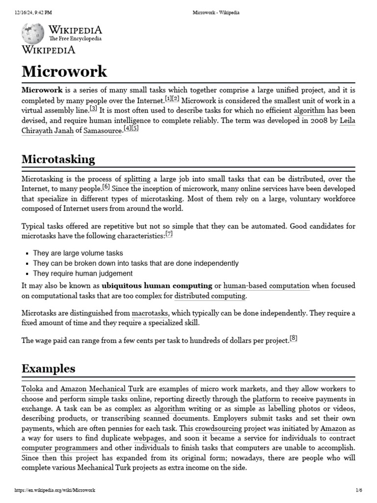 Understanding Microwork and Microtasking | PDF | Economies | Labor