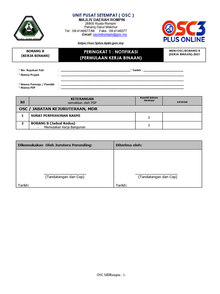 MDR Borang - B - Kerja - Binaan | PDF