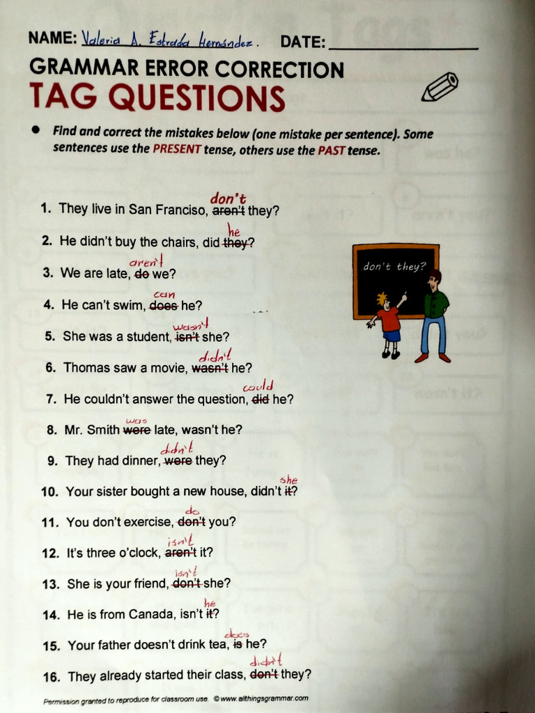 Grammar Error Correction: Tag Questions | PDF | Language Mechanics ...