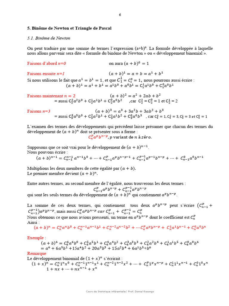 Binôme de Newton et Triangle de Pascal | PDF | Probabilité | Théorie ...