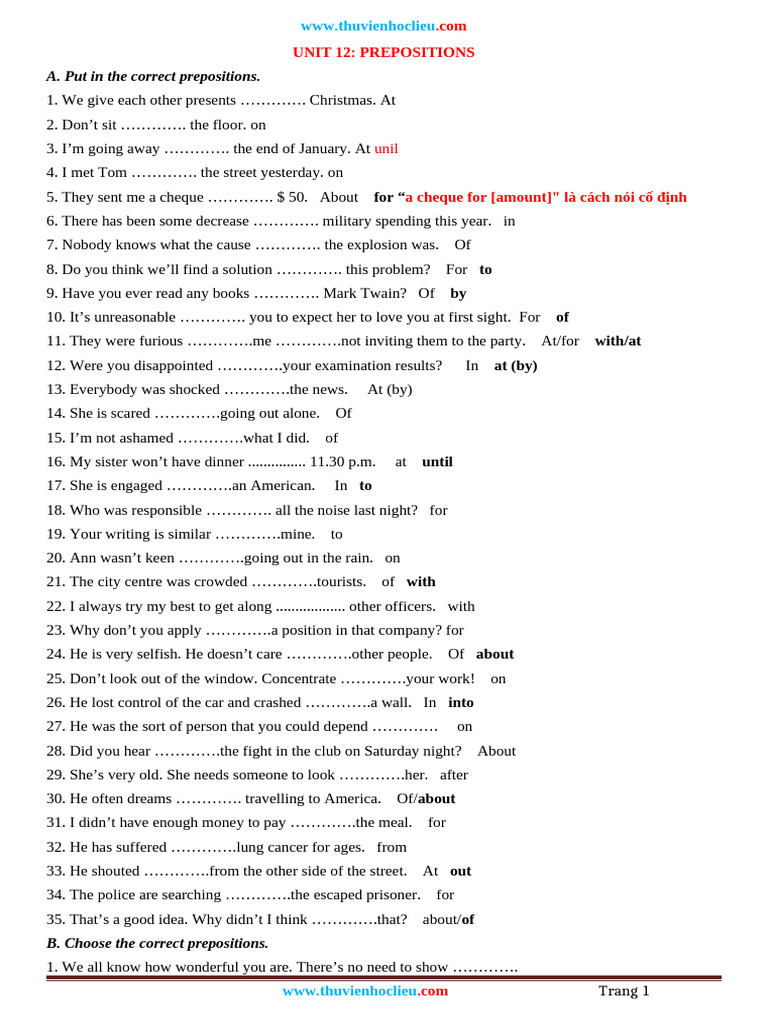 Prepositions Pdf