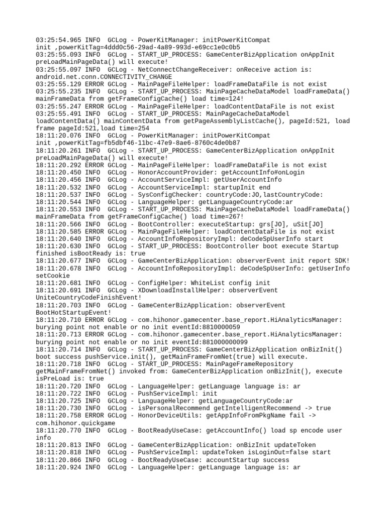 GameCenterBizApplication Startup Logs | PDF | Software Engineering ...