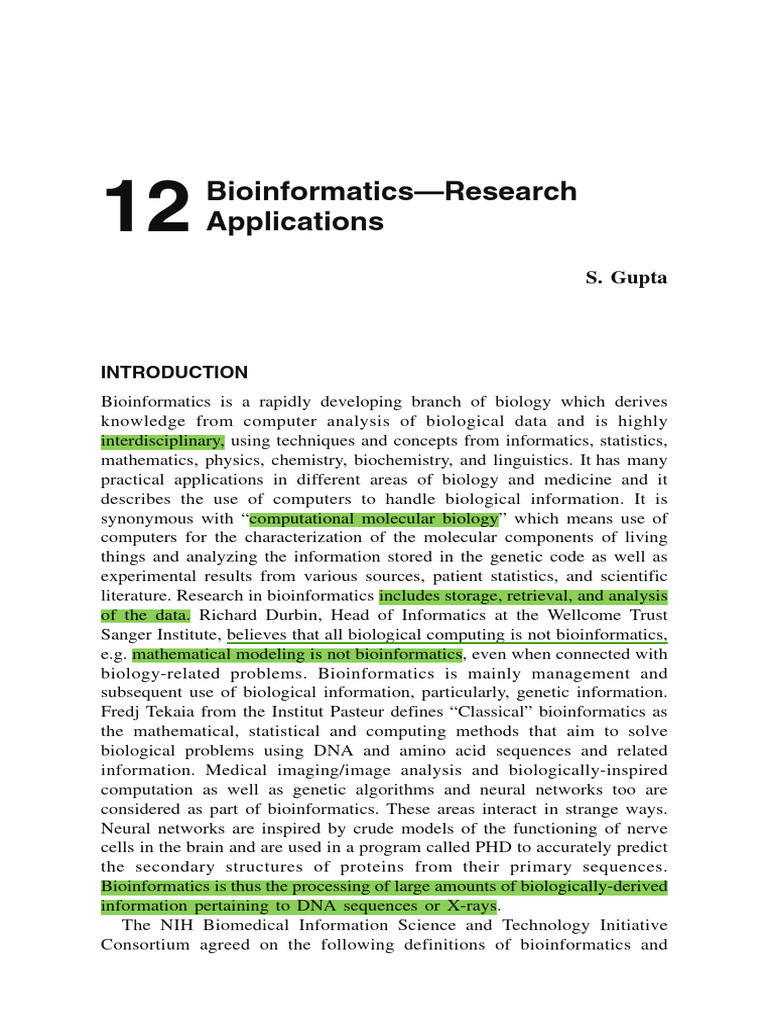 Bioinformatics Research Applications Overview | PDF | Bioinformatics ...