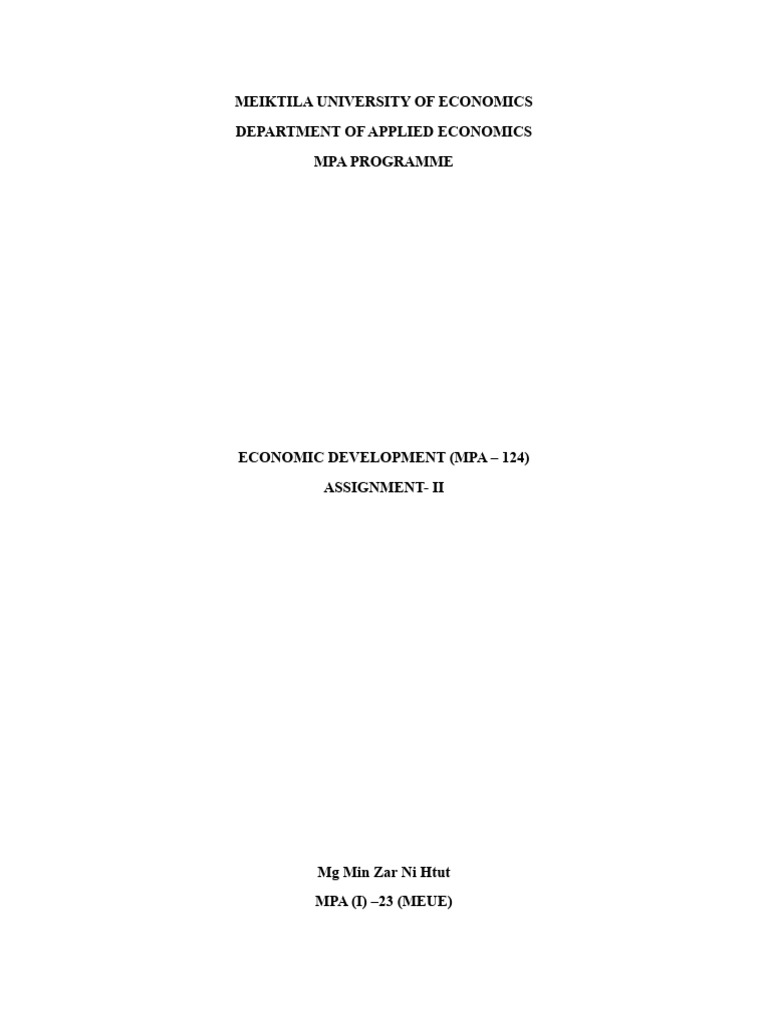 MPA 124 Assignment II | PDF | Institution | Economics