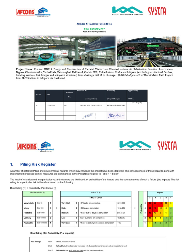 Piling Risk Assessment for Kochi Metro | PDF | Risk | Hazards