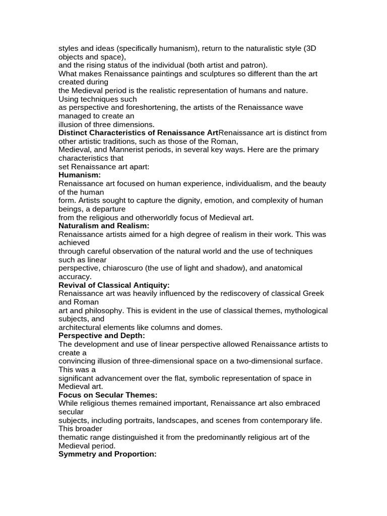 Characteristics of Renaissance Art | PDF