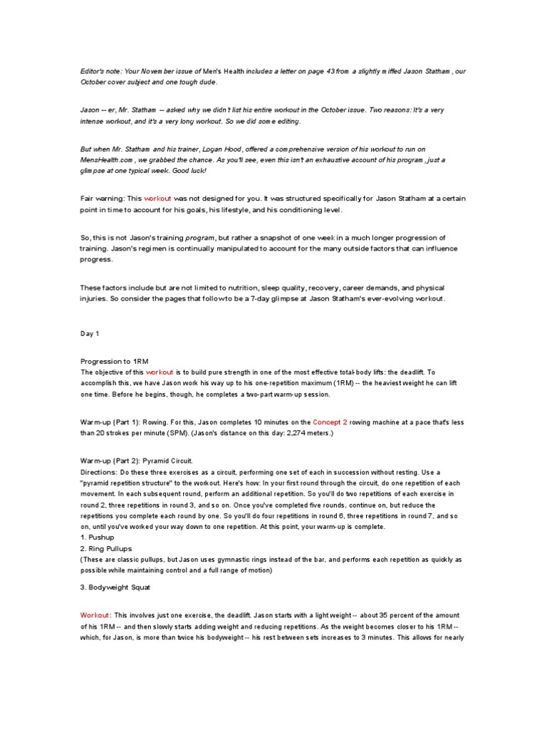 The Complete Jason Statham Workout Strength Training