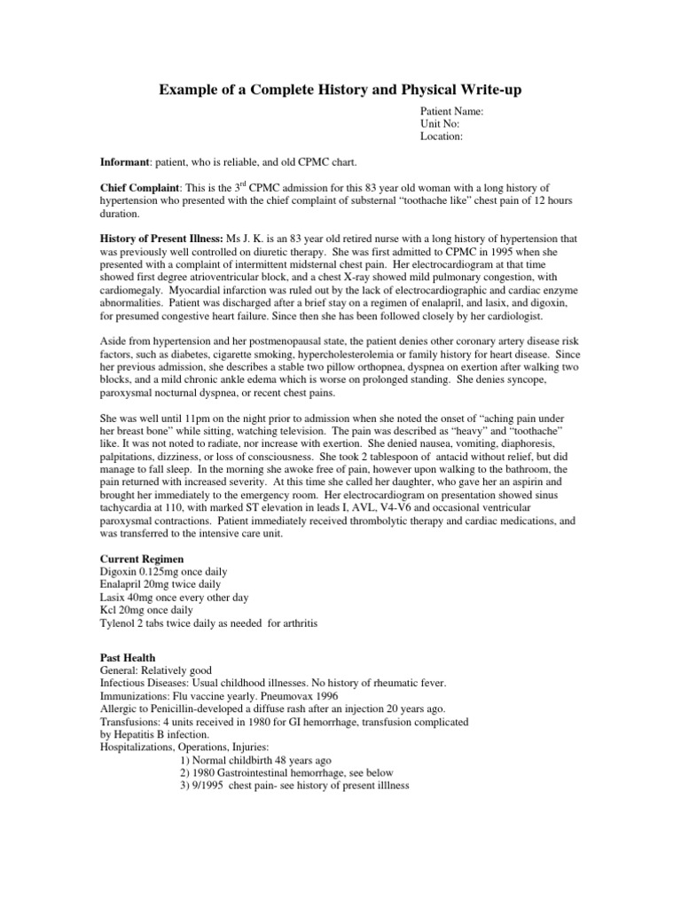 Sample Write Up | PDF | Myocardial Infarction | Heart Failure