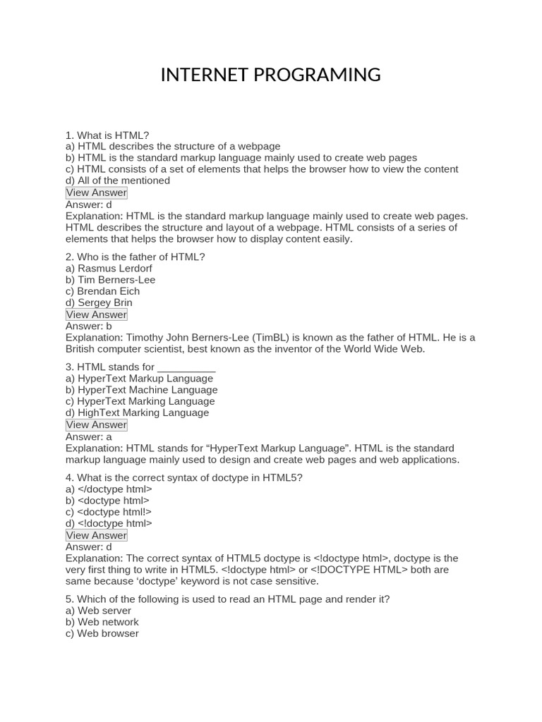 Big-D Internet Programming | PDF | Html Element | Html