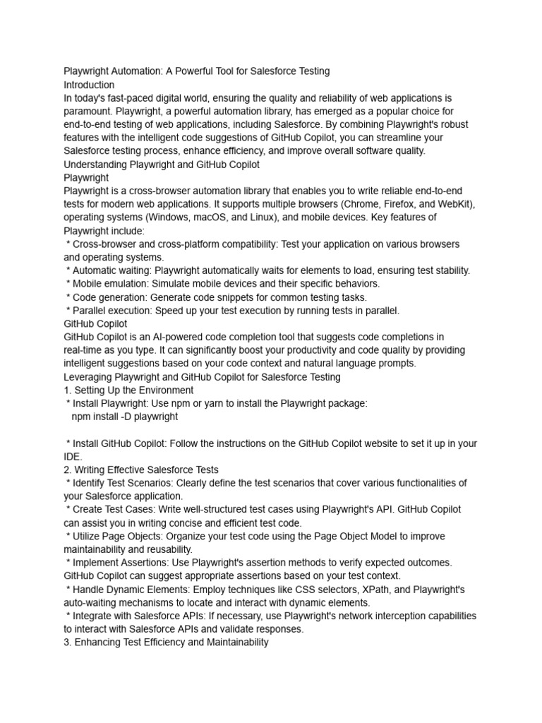 Salesforce Testing, Automation and Performance Testing High Level | PDF ...