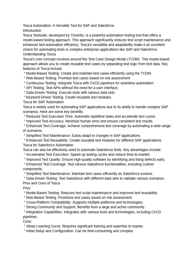 Tosca automation tool for sap and salesforce pdf automation