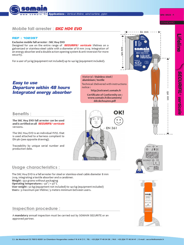 SKC H04 EVO Fall Arrester Overview | PDF